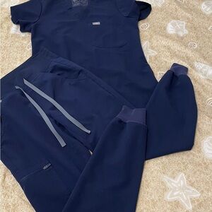 Figs Navy Catarina and Uman Relaxed Jogger Scrubs Set xxs/xxsp